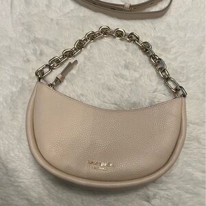 Kate Spade Cream Pebbled Leather Moon Shoulder Bag